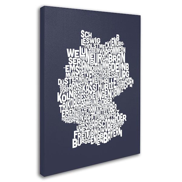 Michael Tompsett 'SLATE-Germany Regions Map' Canvas Art,22x32